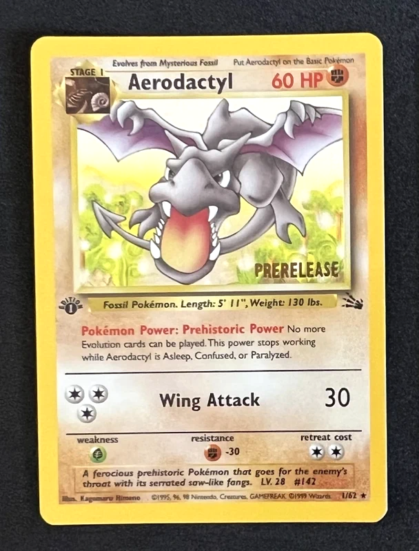 1st Edition Fossil Aerodactyl Holographic Prerelease